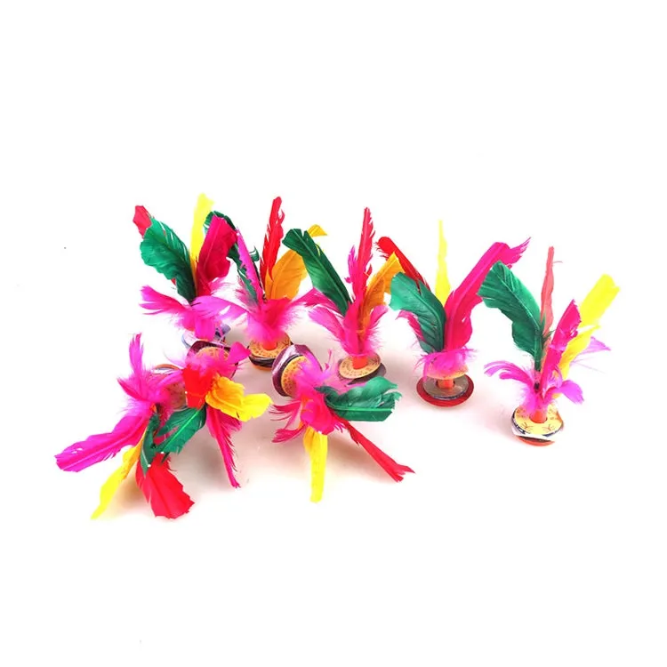 5 PCS Colourful Feather Kick Shuttlecock Foot Exercise Toy, Random Color Delivery