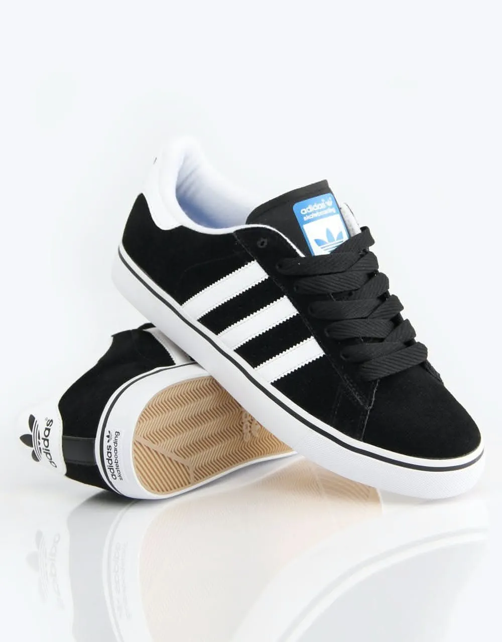 adidas Campus Vulc Skate Shoes - Black/White/Bluebird