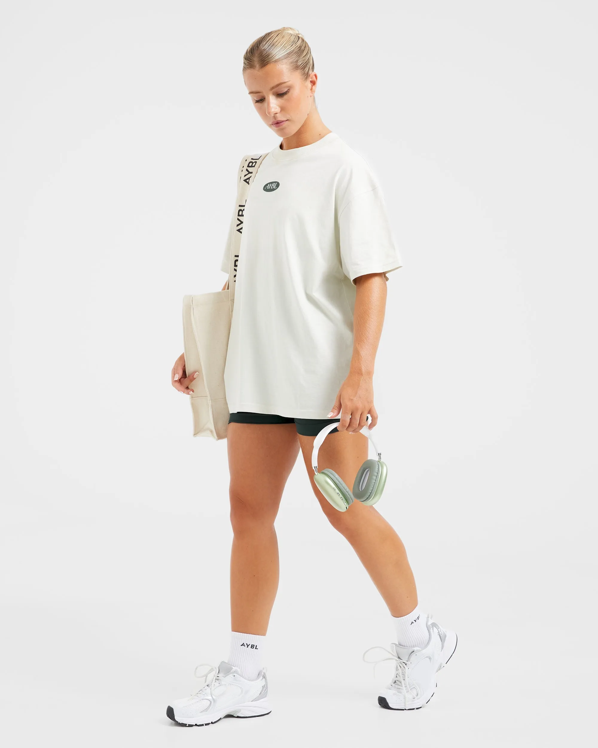 AYBL Lifestyle Oversized T Shirt - Off White/Forest