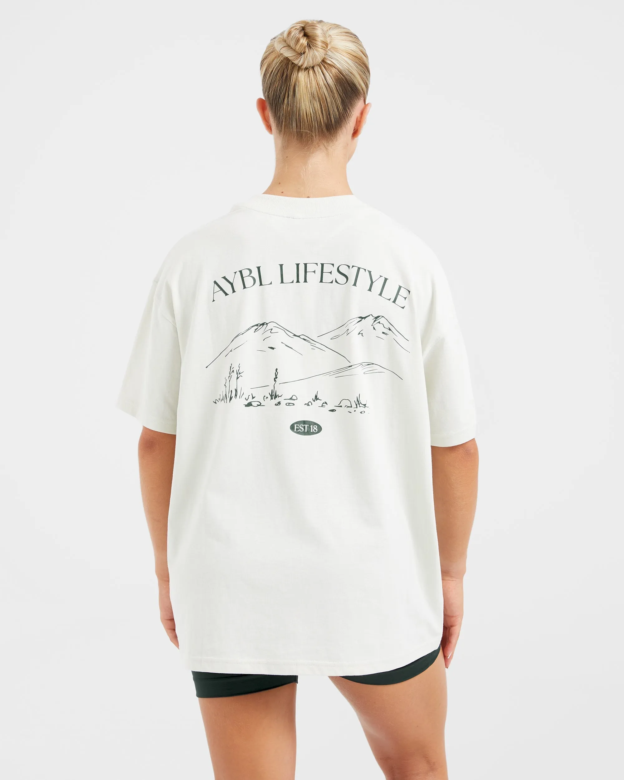 AYBL Lifestyle Oversized T Shirt - Off White/Forest