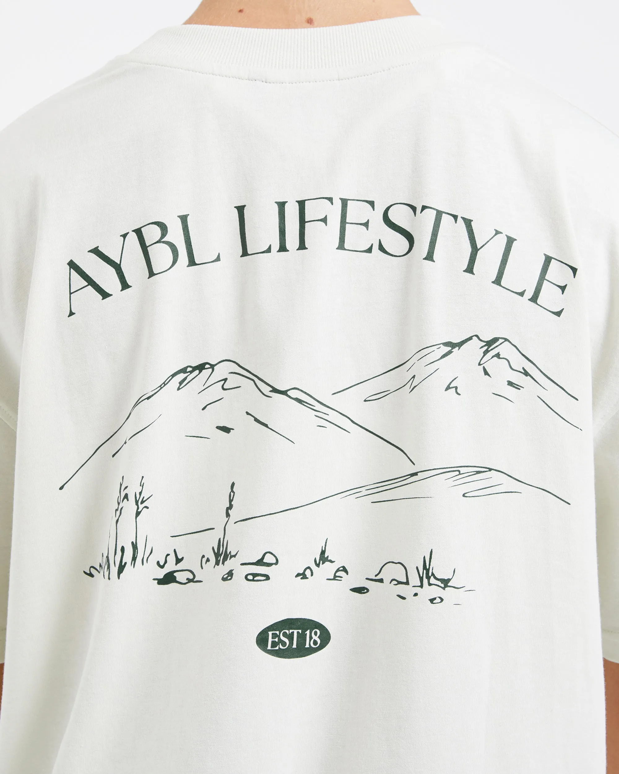 AYBL Lifestyle Oversized T Shirt - Off White/Forest