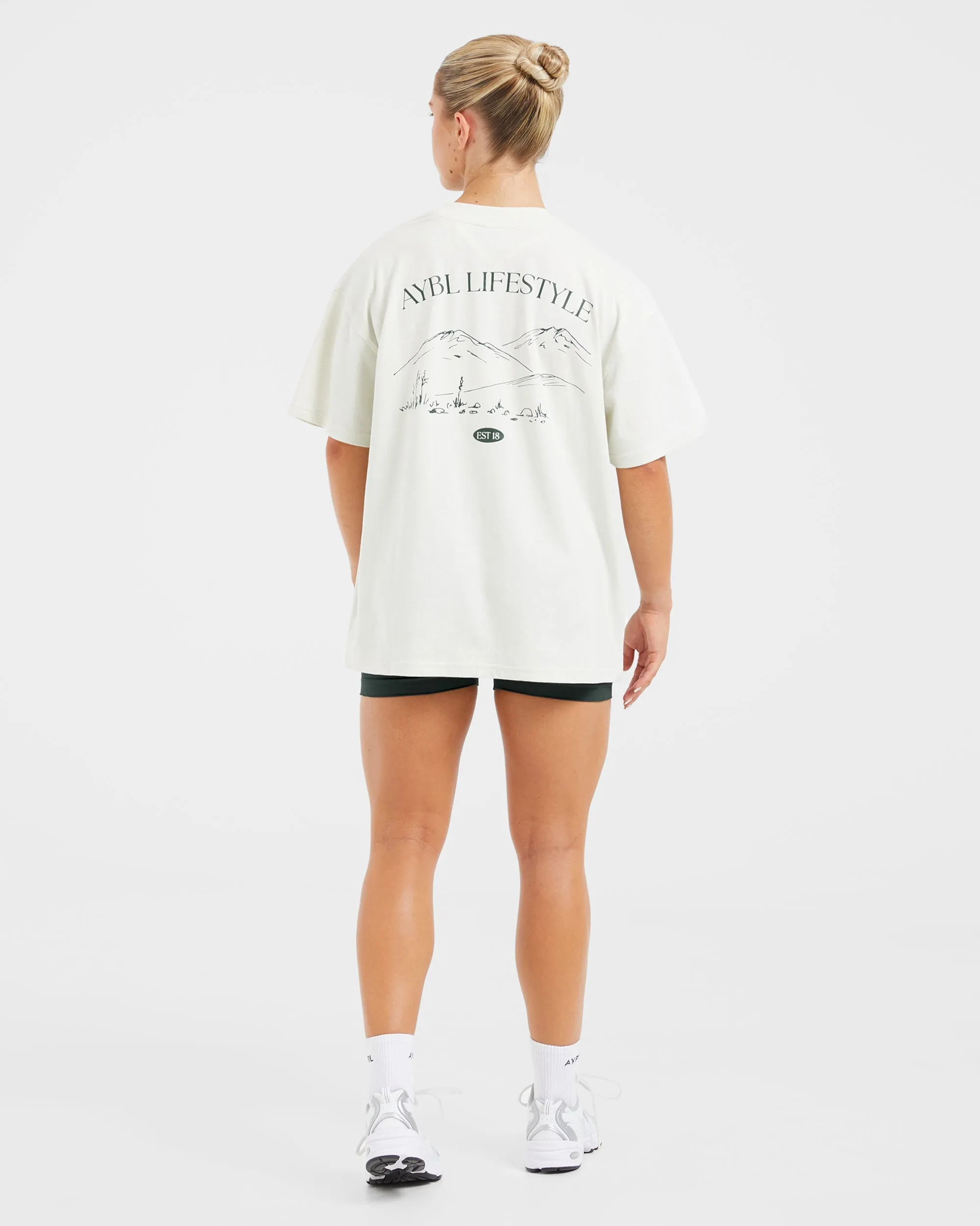 AYBL Lifestyle Oversized T Shirt - Off White/Forest