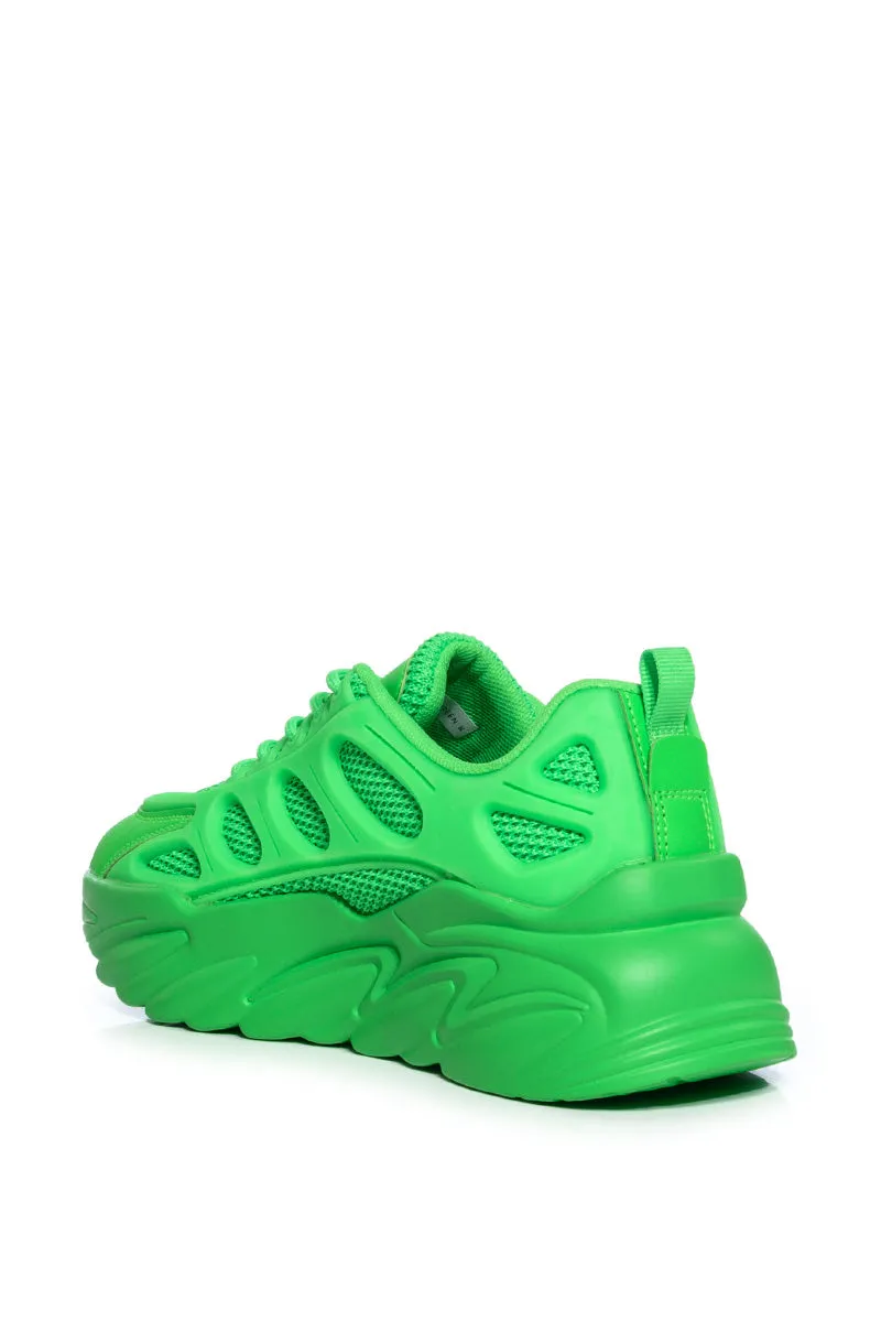 AZALEA WANG EDELMAN PU SNEAKER IN GREEN