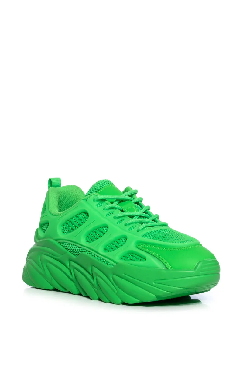 AZALEA WANG EDELMAN PU SNEAKER IN GREEN