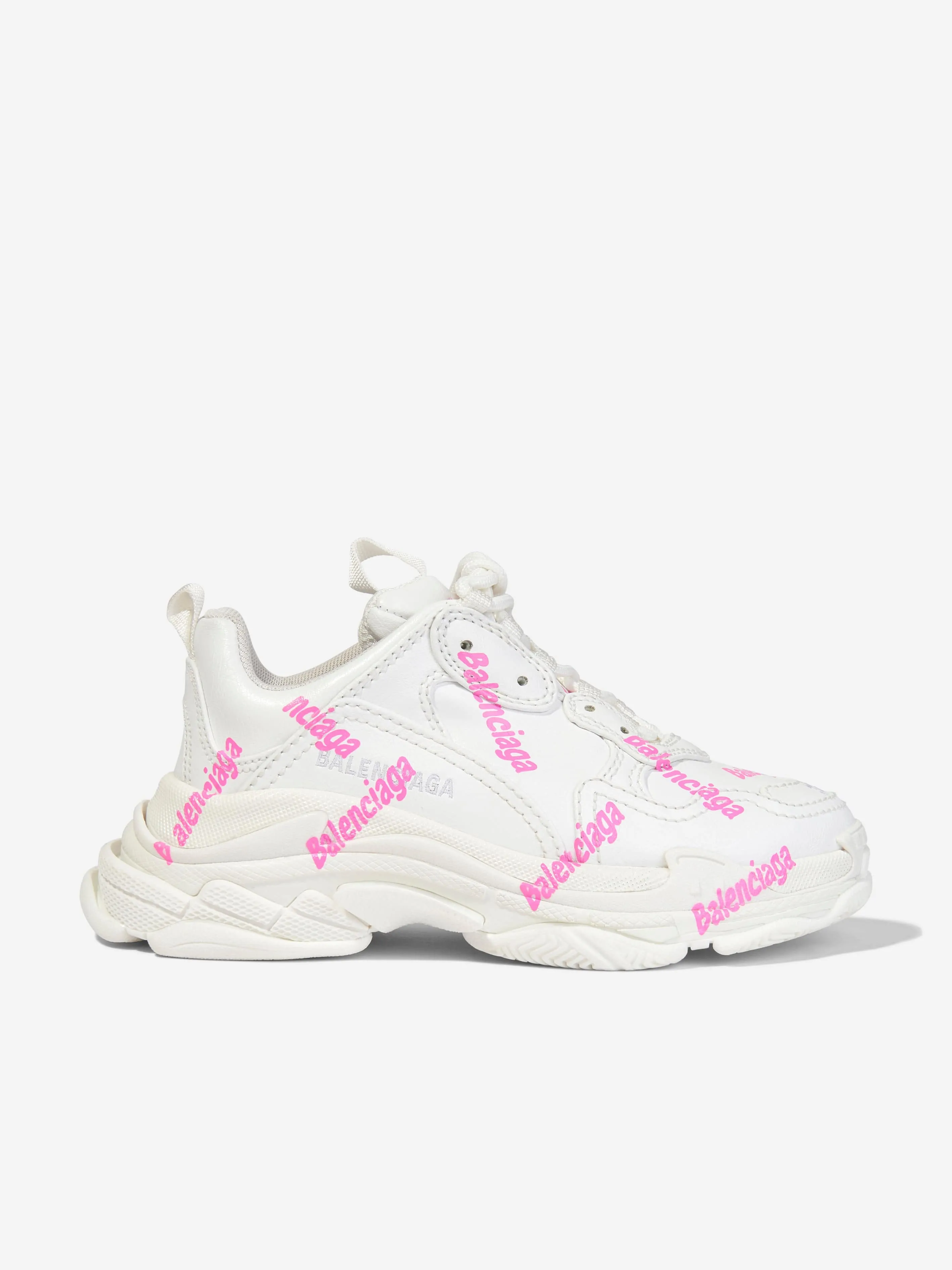 Balenciaga Girls Triple S Logo Trainers in White