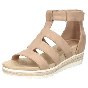 Bella Vita Women's Zinia Wedge Sandal, Almond Suede, 7 Wide