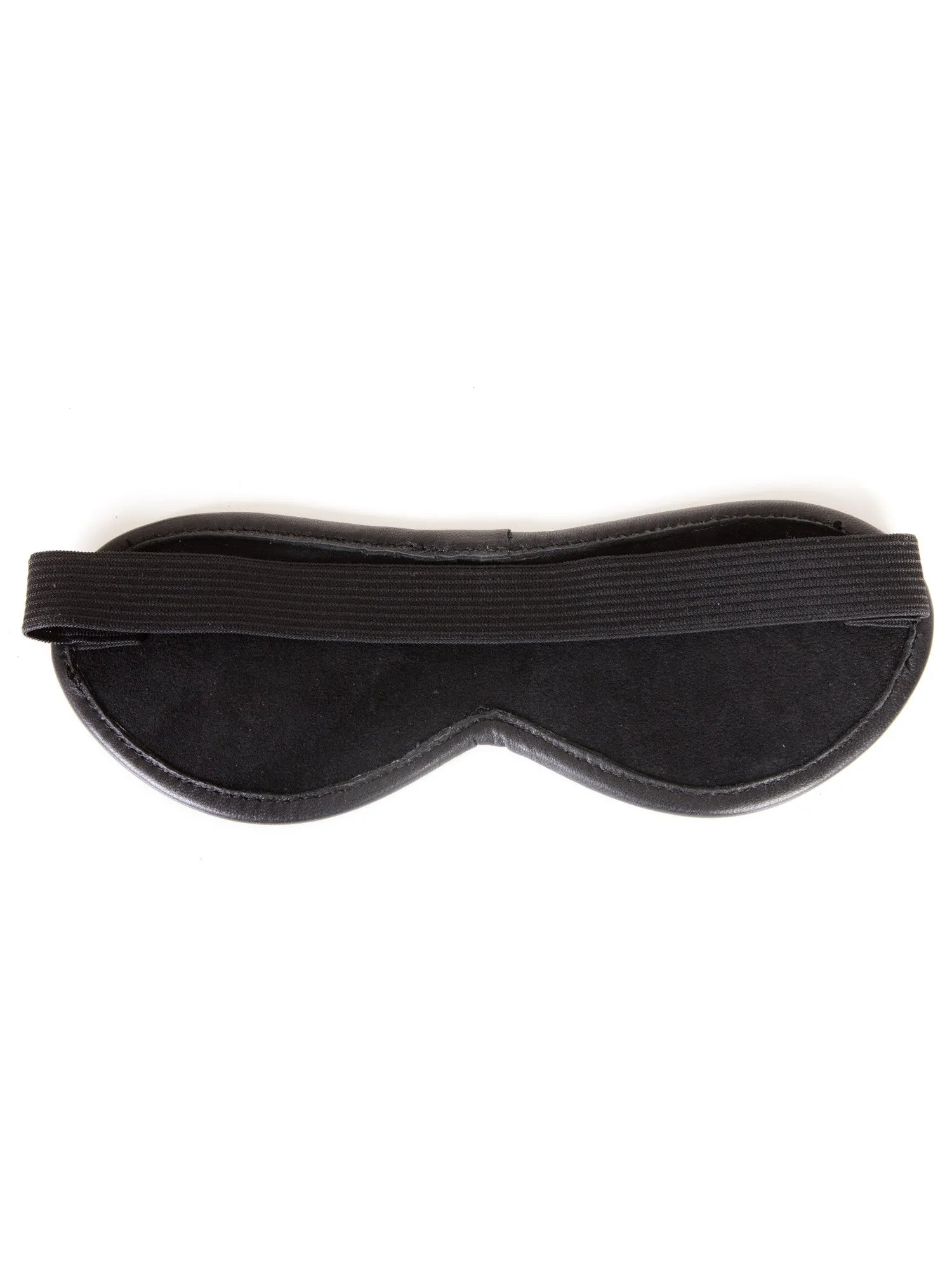 Blue Leather Blindfold With Black Trim - One Size