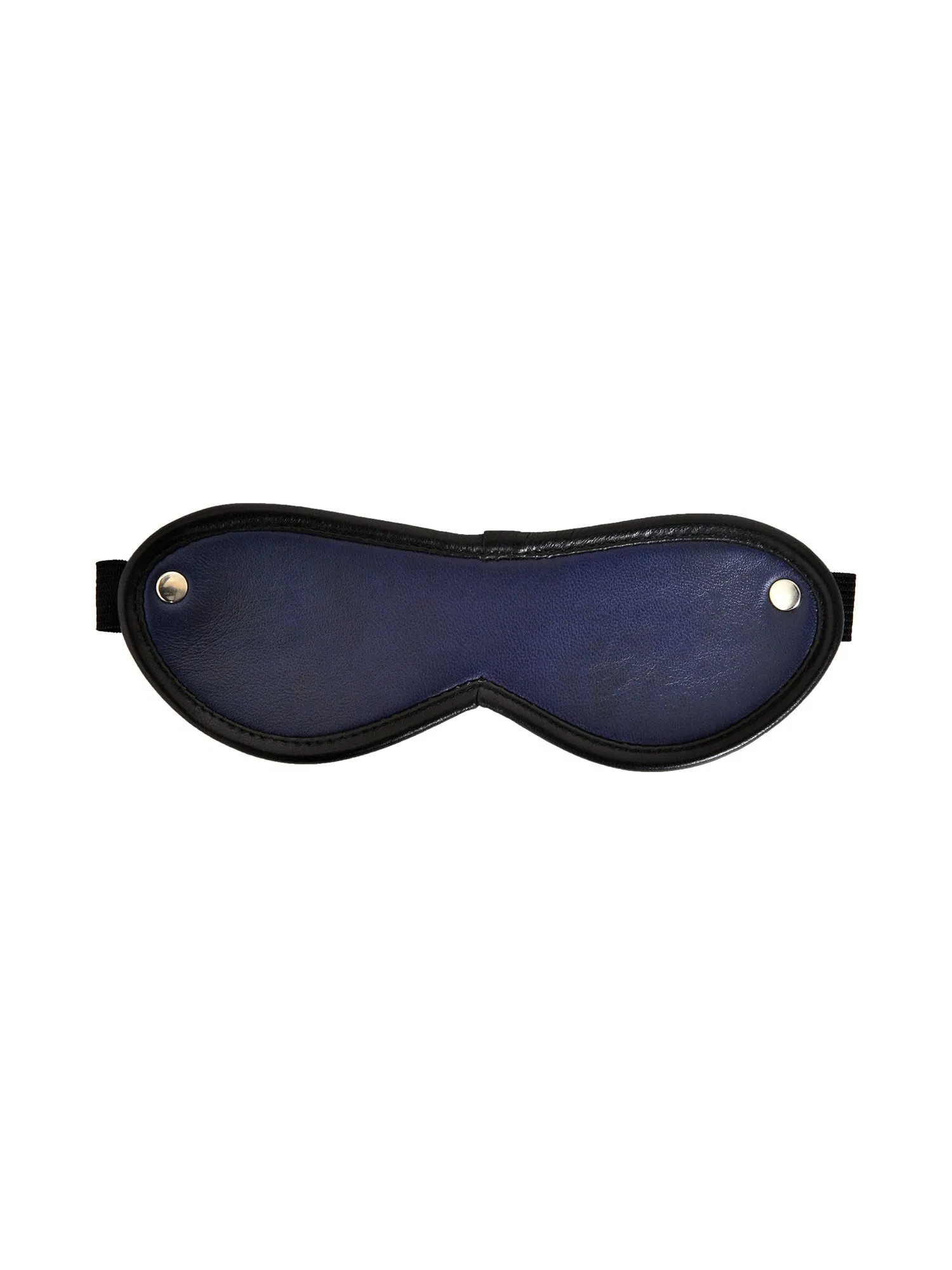 Blue Leather Blindfold With Black Trim - One Size