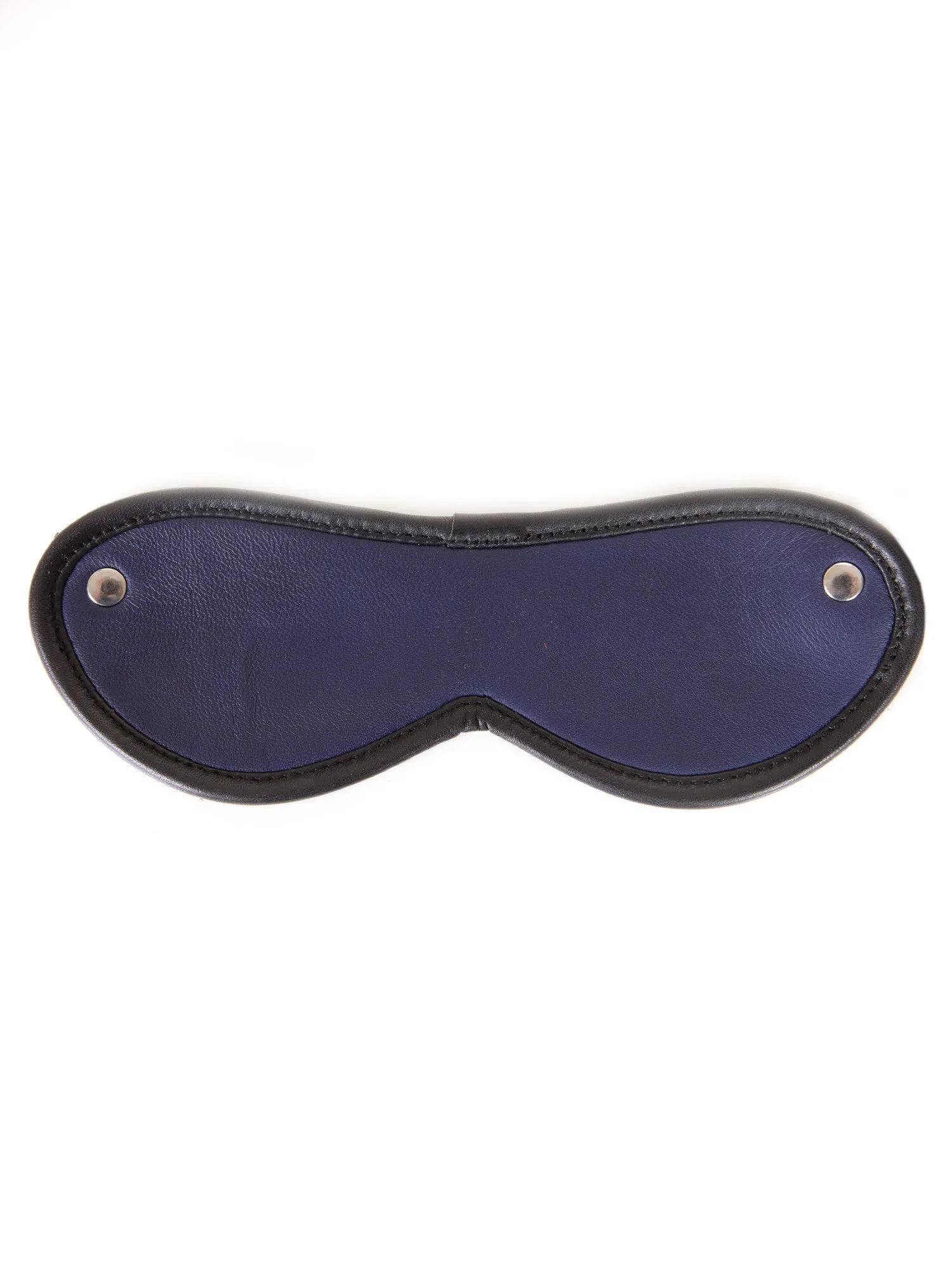 Blue Leather Blindfold With Black Trim - One Size