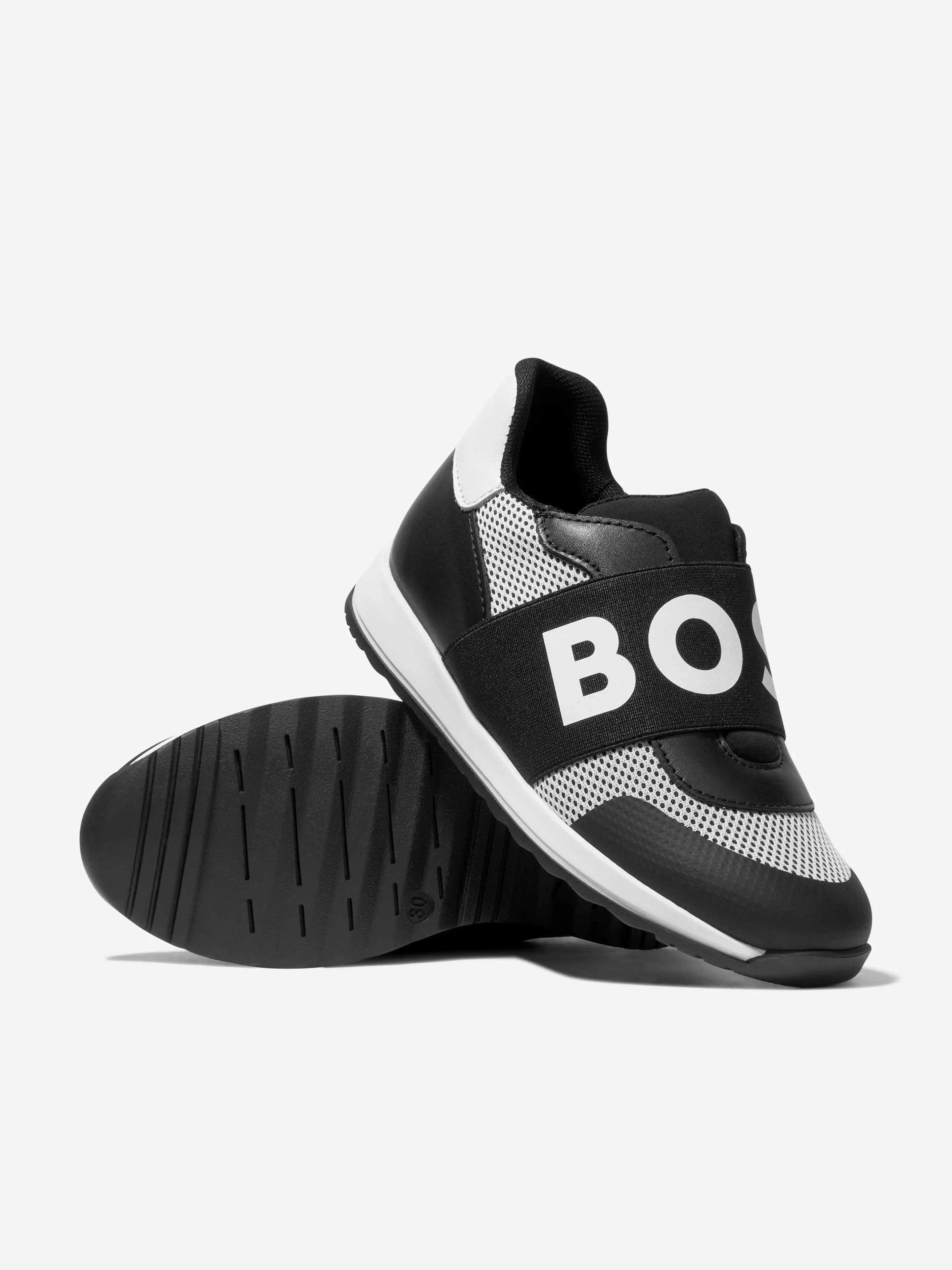 BOSS Boys Logo Trainers In Black