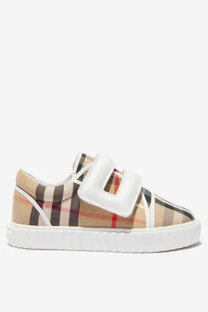 Burberry Baby Vintage Check Mark Trainers In Beige