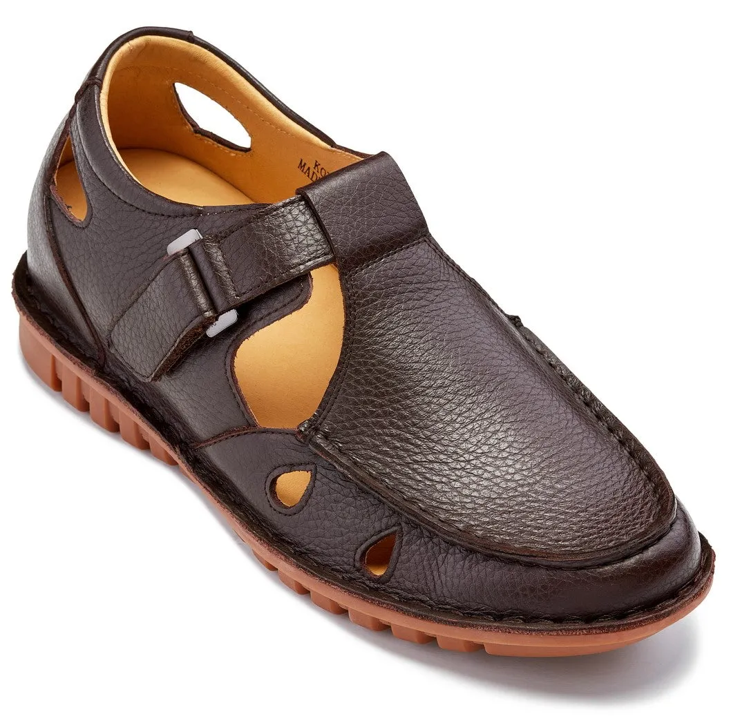 CALTO - K0752 - 2.8 Inches Taller (Coffee Brown) - Lightweight Casual Fisherman Sandal