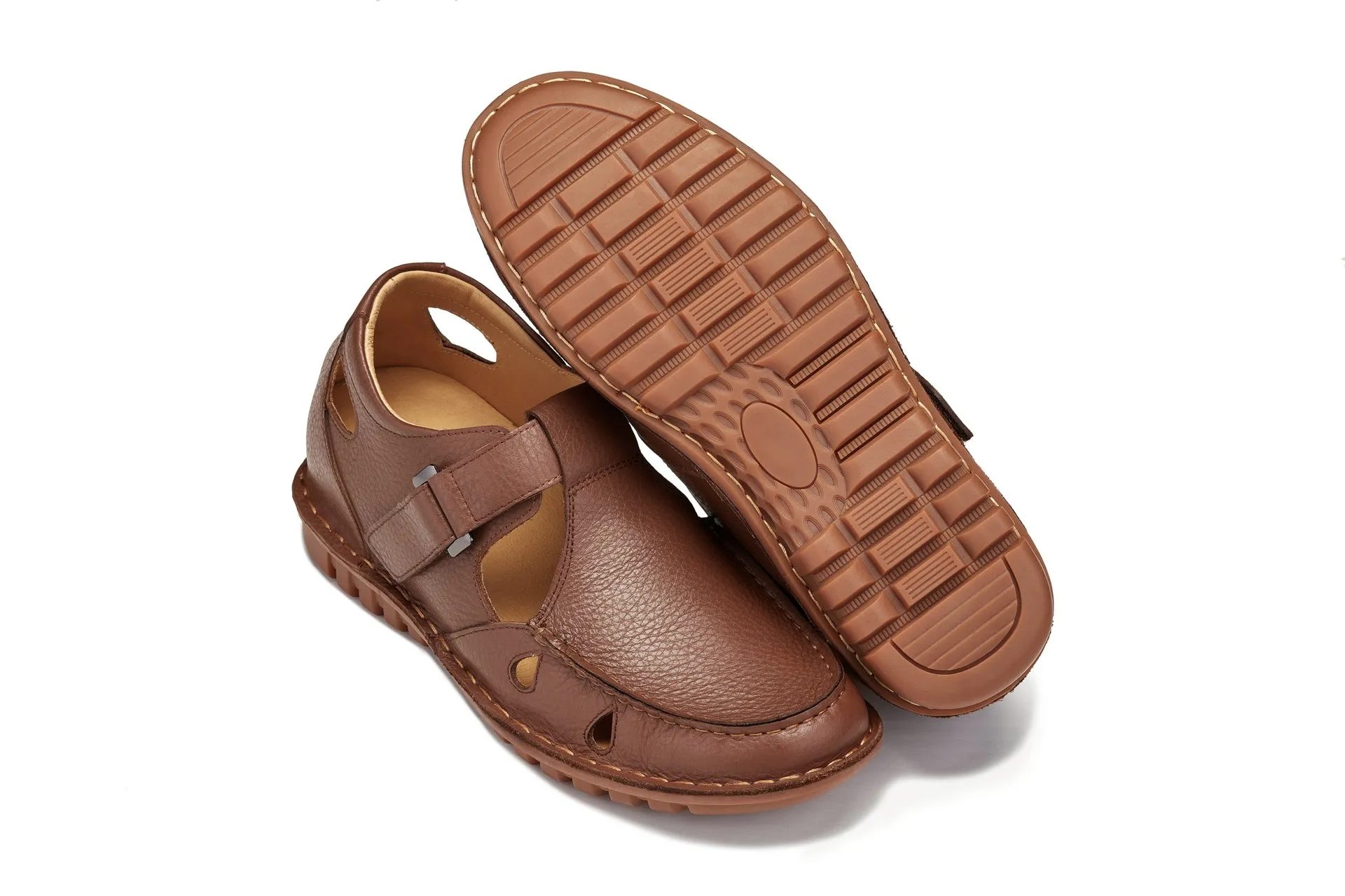 CALTO - K0753 - 2.8 Inches Taller (Camel Brown) - Lightweight Casual Fisherman Sandal