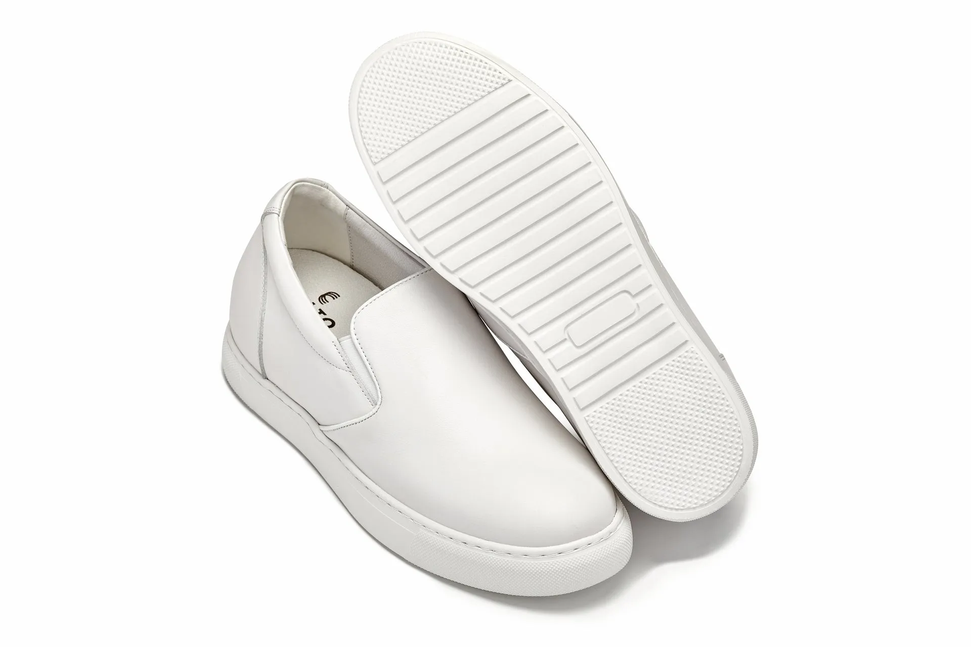 CALTO - T1022 - 2.6 Inches Taller (White) - Lightweight Nappa Leather Loafer