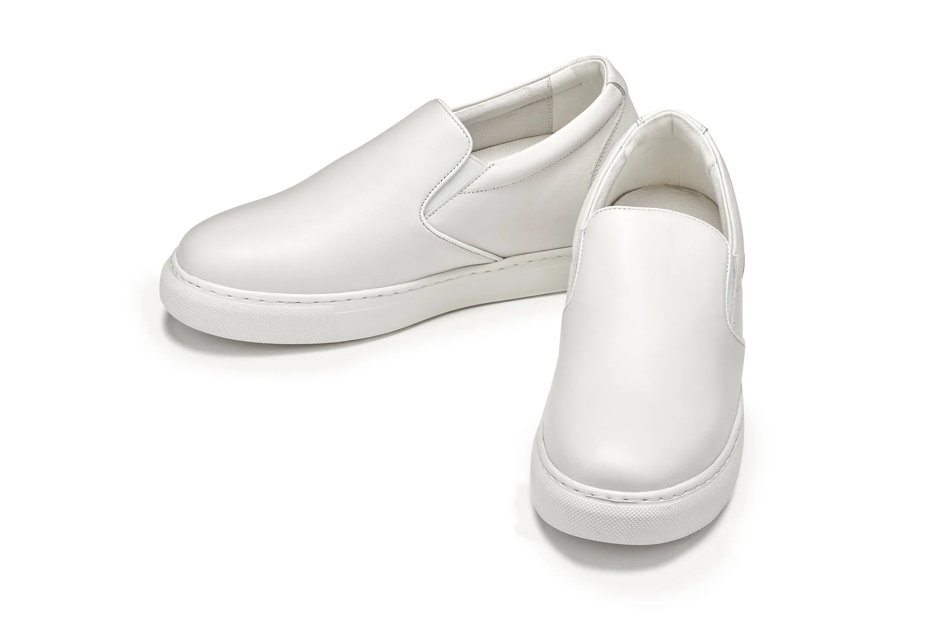 CALTO - T1022 - 2.6 Inches Taller (White) - Lightweight Nappa Leather Loafer