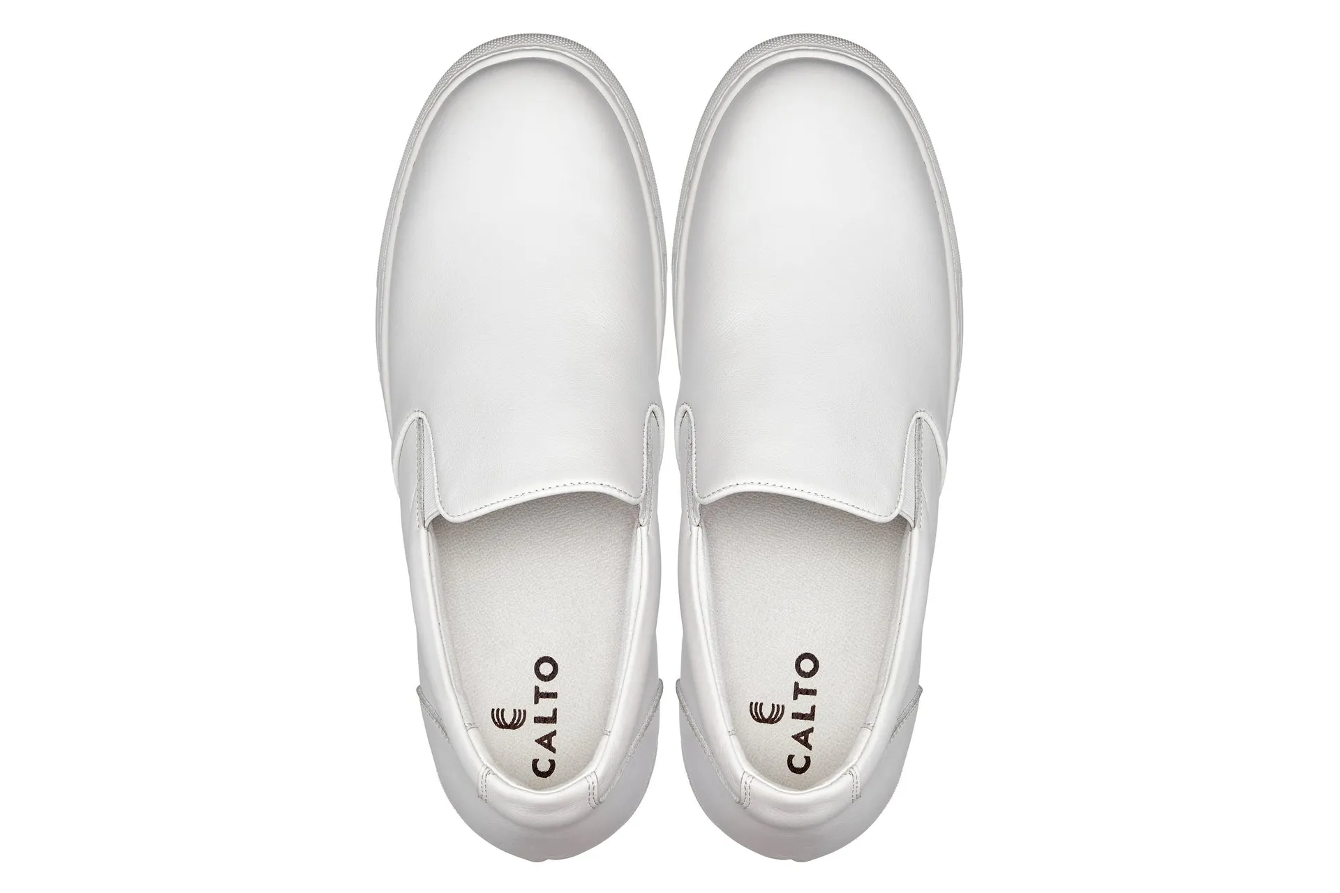 CALTO - T1022 - 2.6 Inches Taller (White) - Lightweight Nappa Leather Loafer