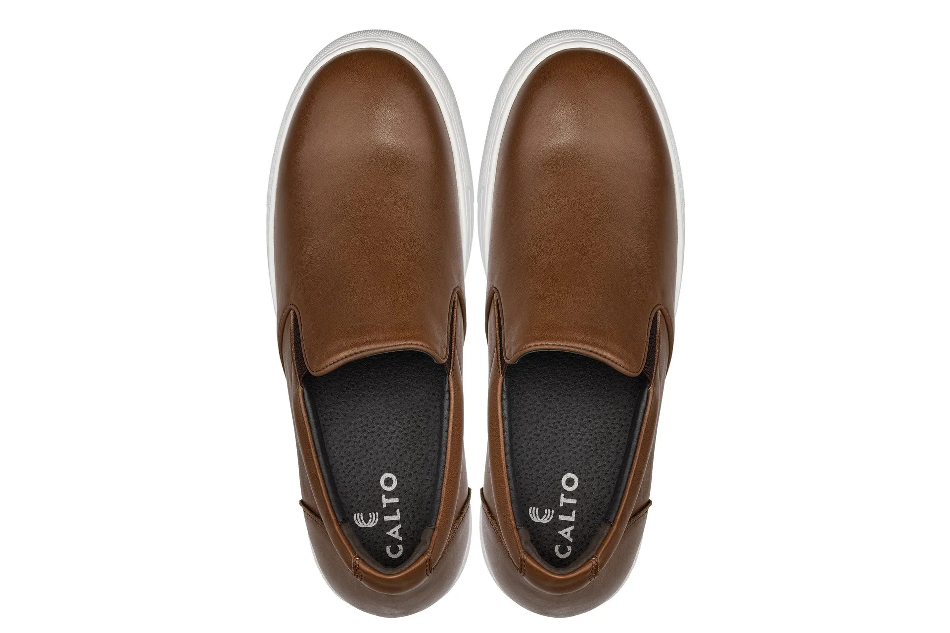 CALTO - T1023 - 2.6 Inches Taller (Coffee Brown) - Lightweight Nappa Leather Loafer