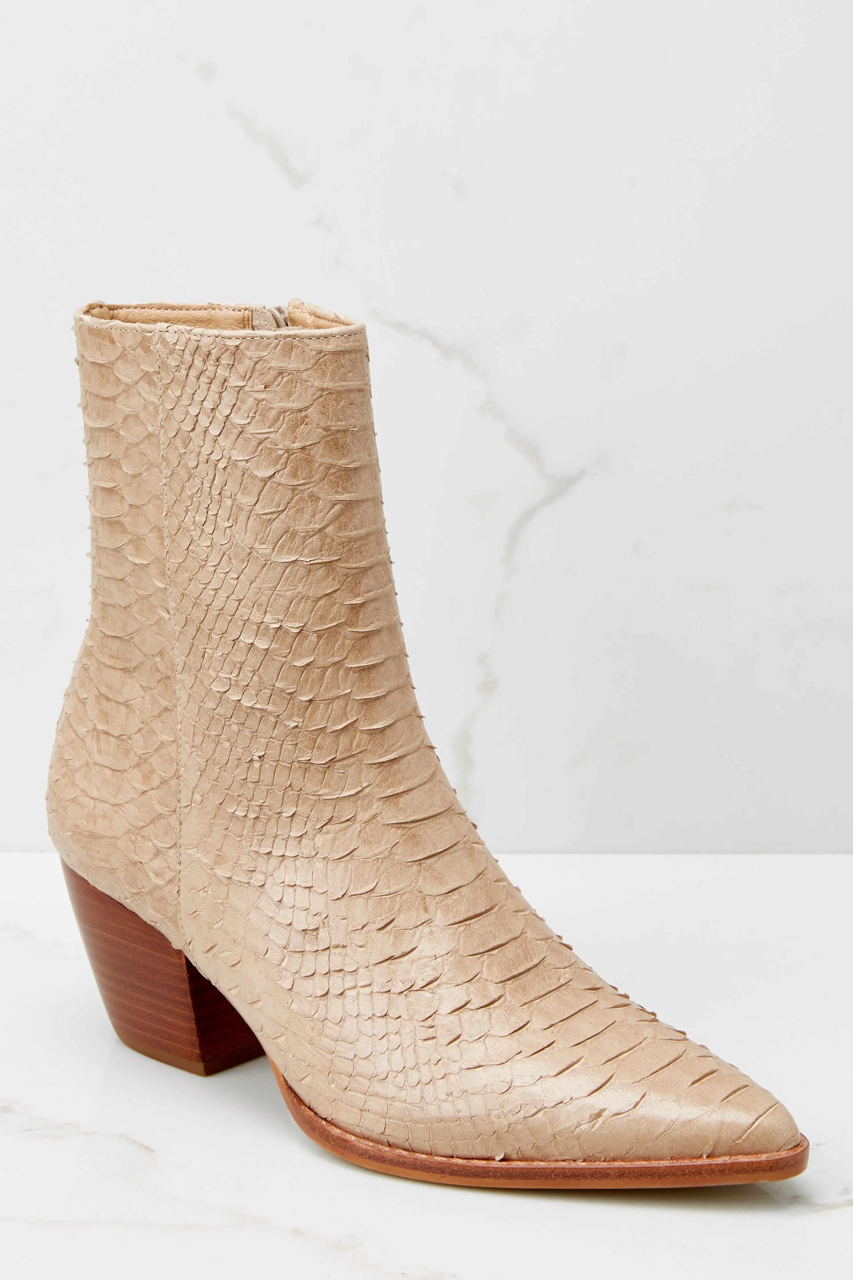 Caty Tan Snake Ankle Boots