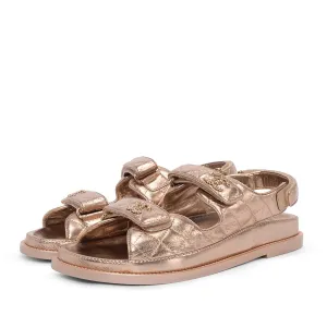 Chanel Gold Quilted Calfskin Dad Sandals 39.5