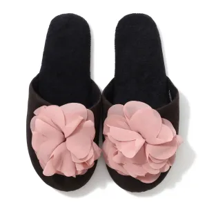 Chiffon Room Shoes Flower Dark Gray