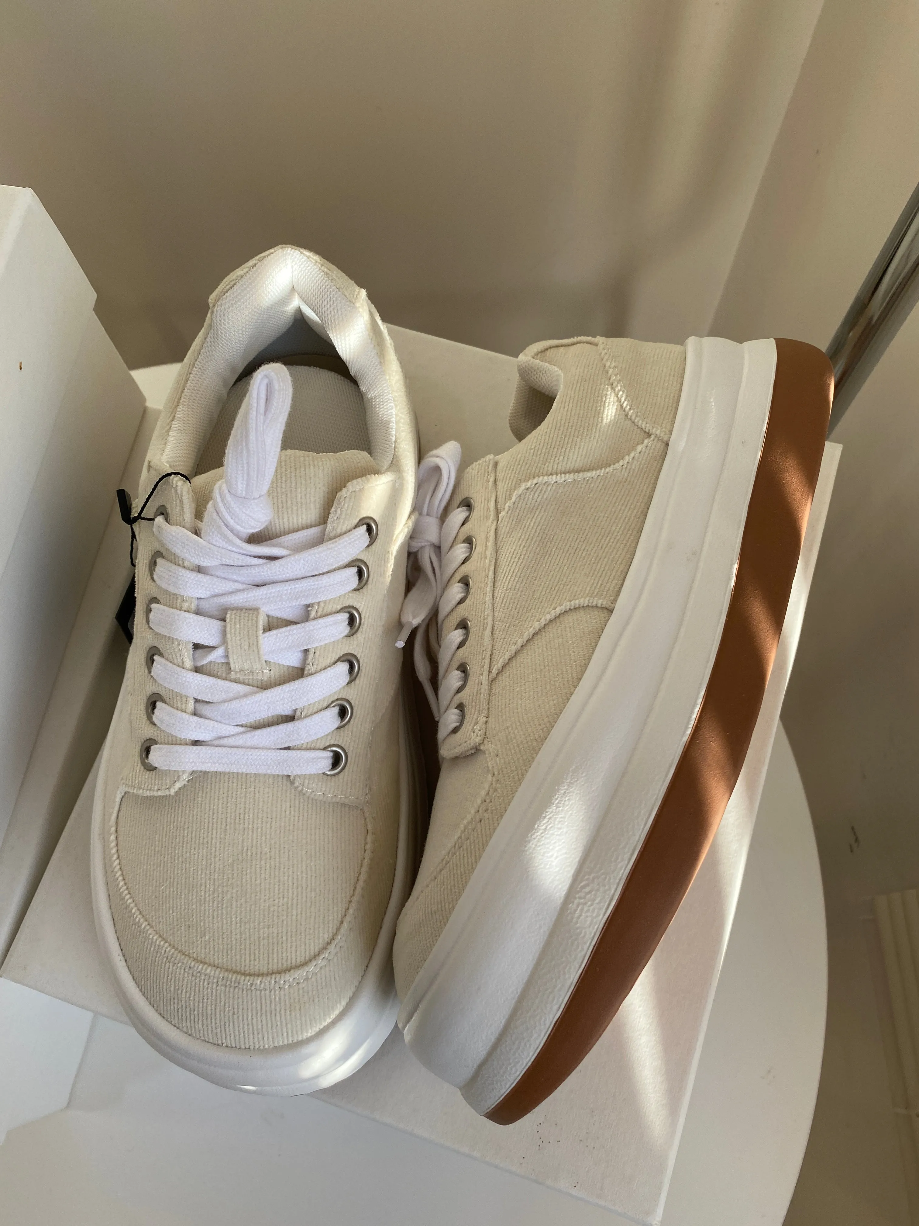 Chunky Sole Canvas Sneakers - Oat