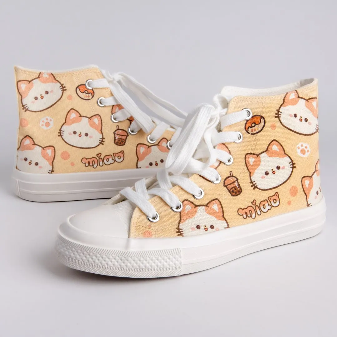 *CLEARANCE* Kawaii Miao Kitty High Top Canvas Shoes - Unisex