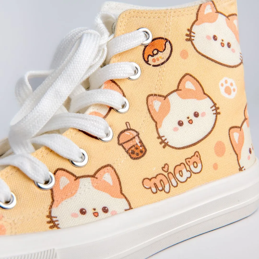 *CLEARANCE* Kawaii Miao Kitty High Top Canvas Shoes - Unisex