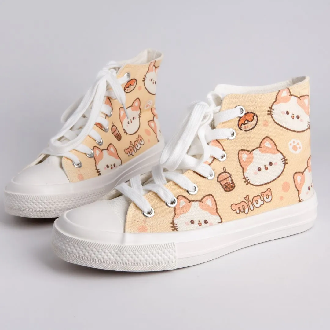 *CLEARANCE* Kawaii Miao Kitty High Top Canvas Shoes - Unisex