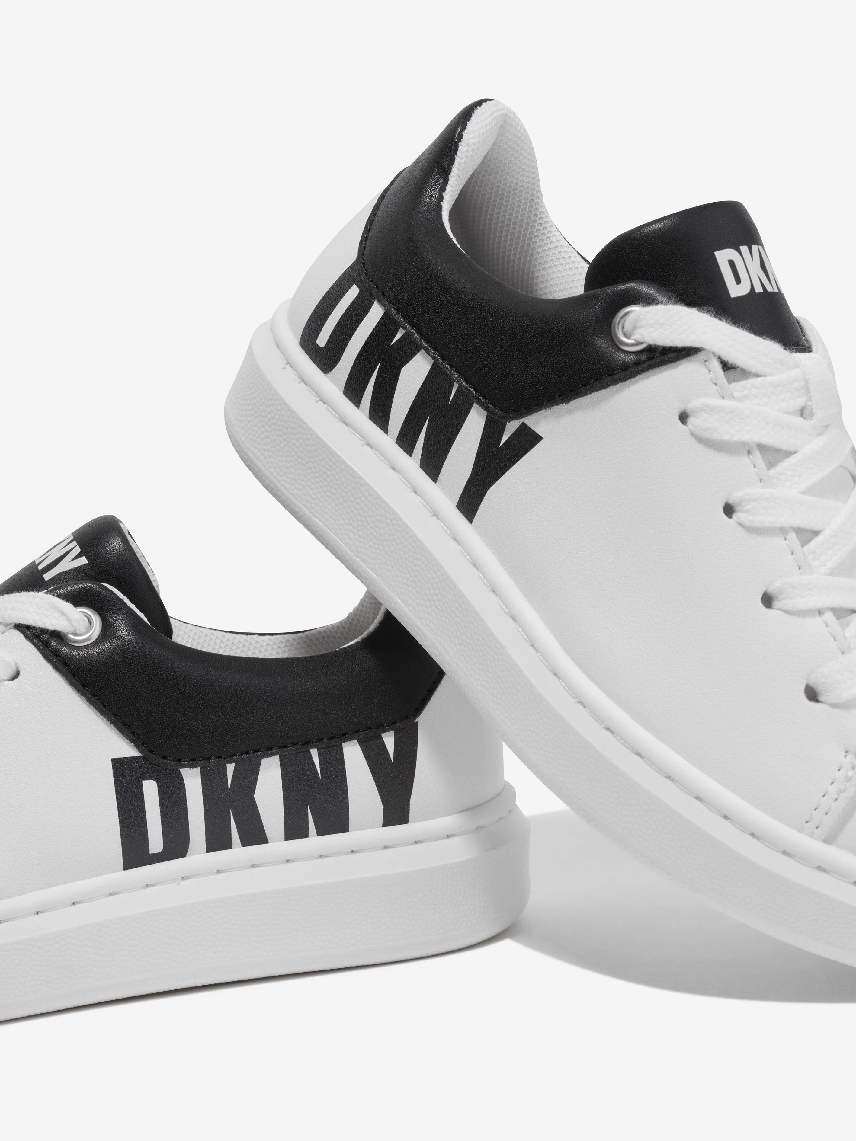 DKNY Kids Leather Logo Trainers in White