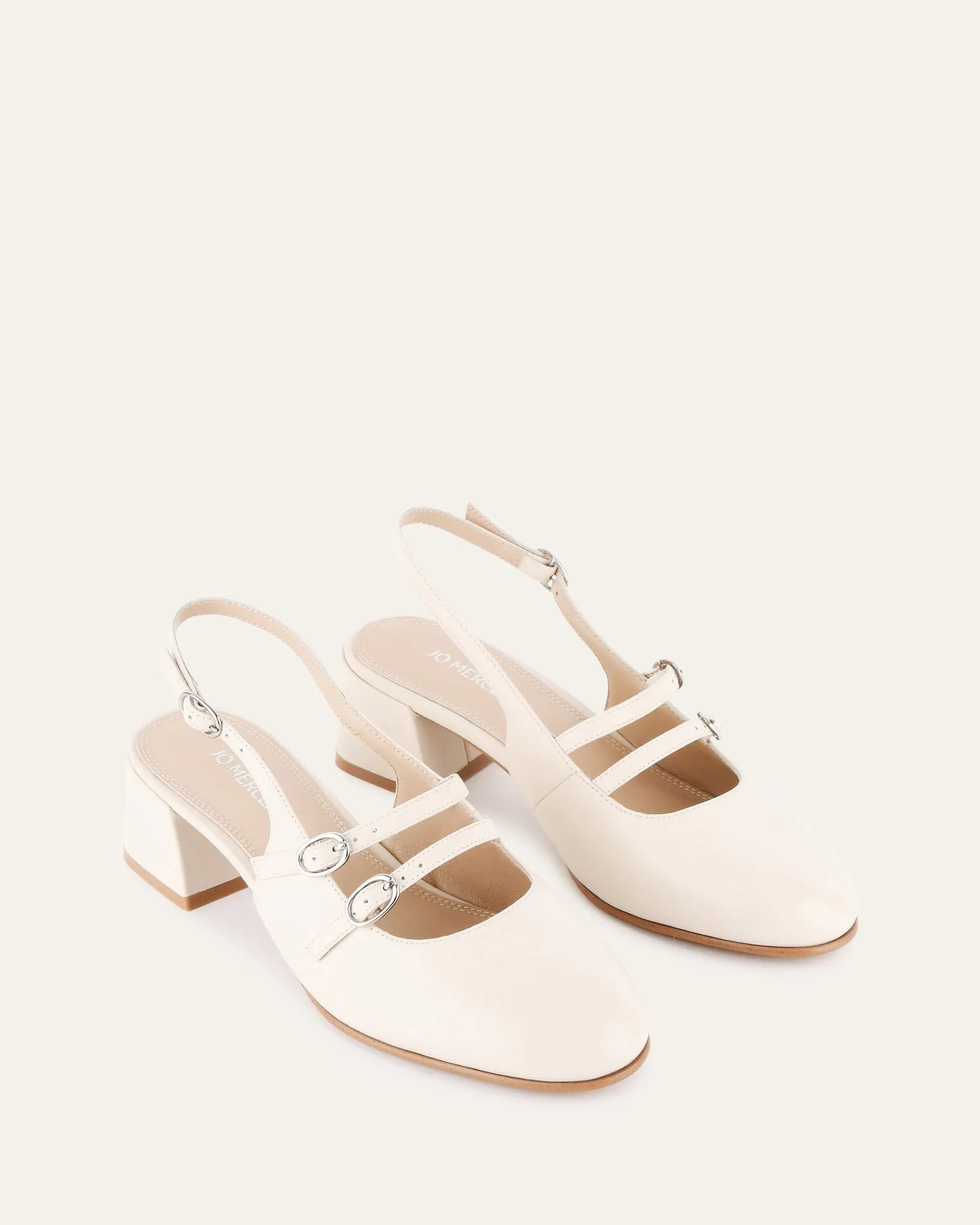 EMMY LOW HEELS OFF WHITE LEATHER