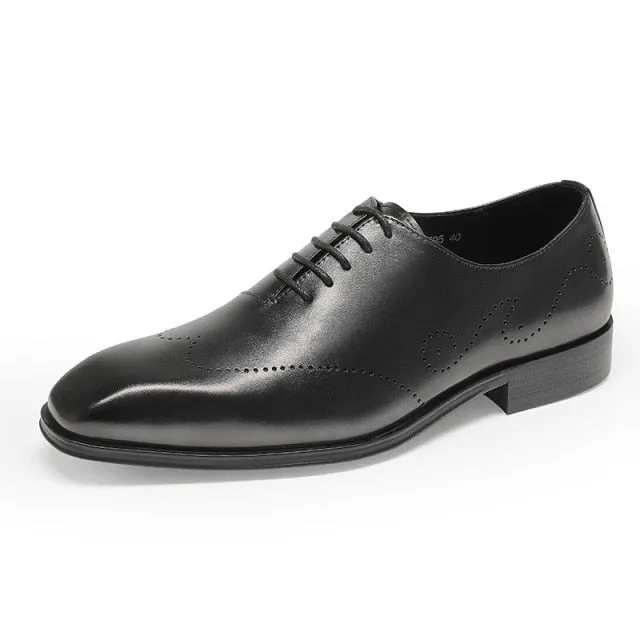 ExoticLux Genuine Leather Pointed Toe Brogue Shoes