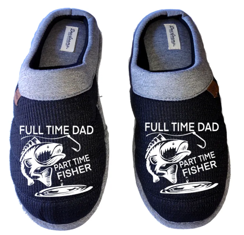 Full Time dad part time Fisher DF by DEARFOAMS Men's Slippers / House Shoes slides dad father's day gift