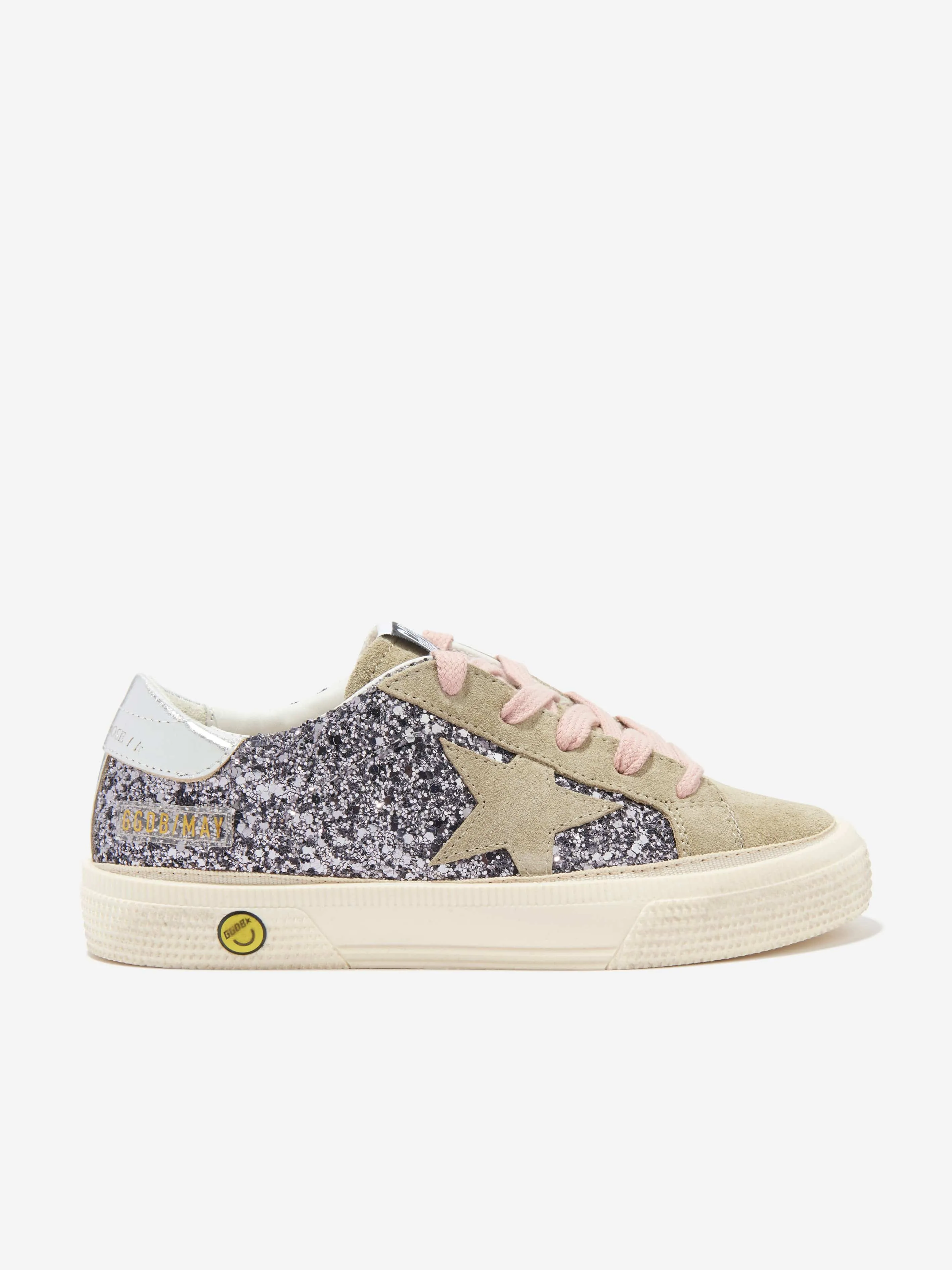 Golden Goose Girls Glitter And Suede Star Trainers in Grey