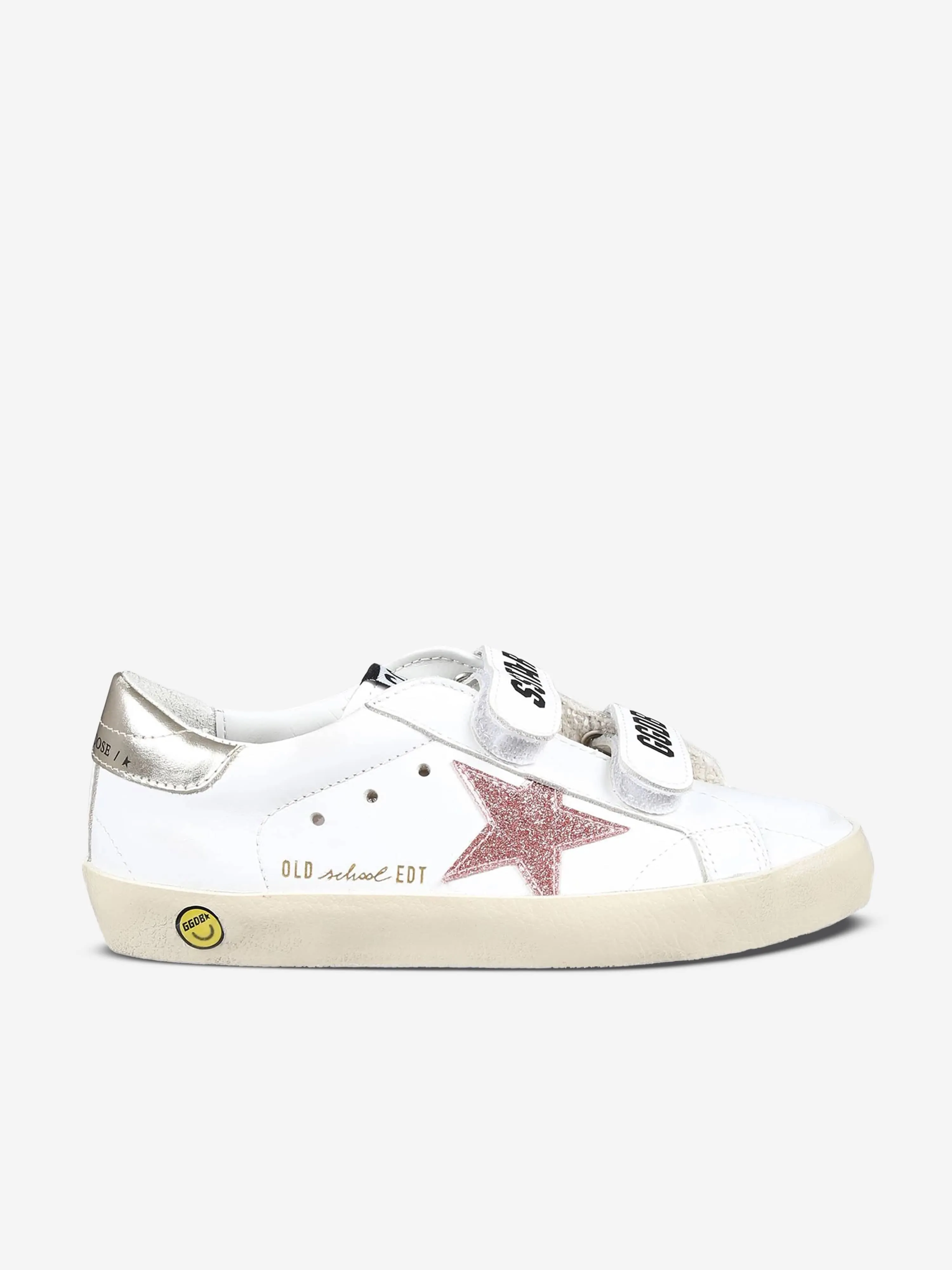 Golden Goose Girls Leather and Glitter Star Old School Trainers in White