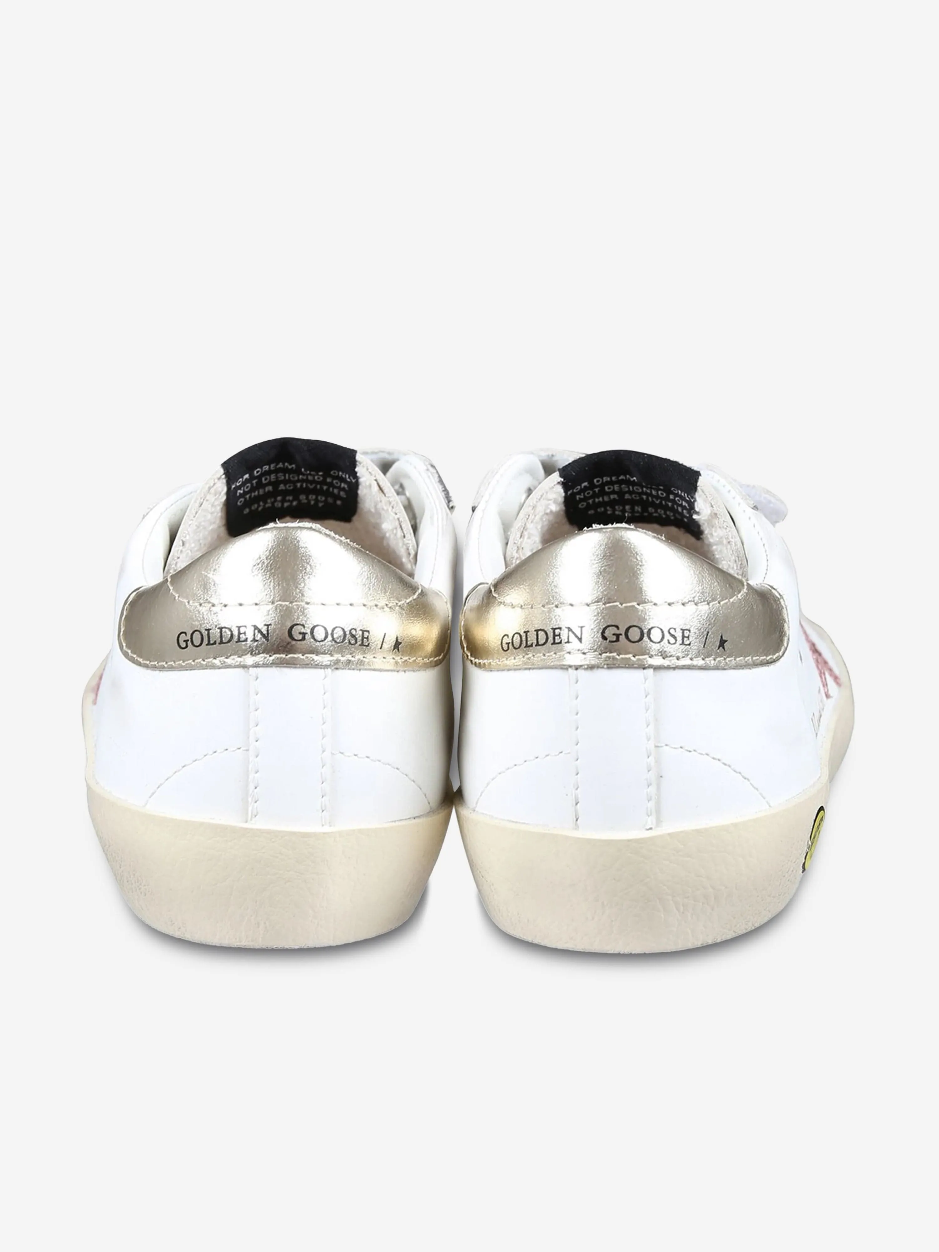 Golden Goose Girls Leather and Glitter Star Old School Trainers in White