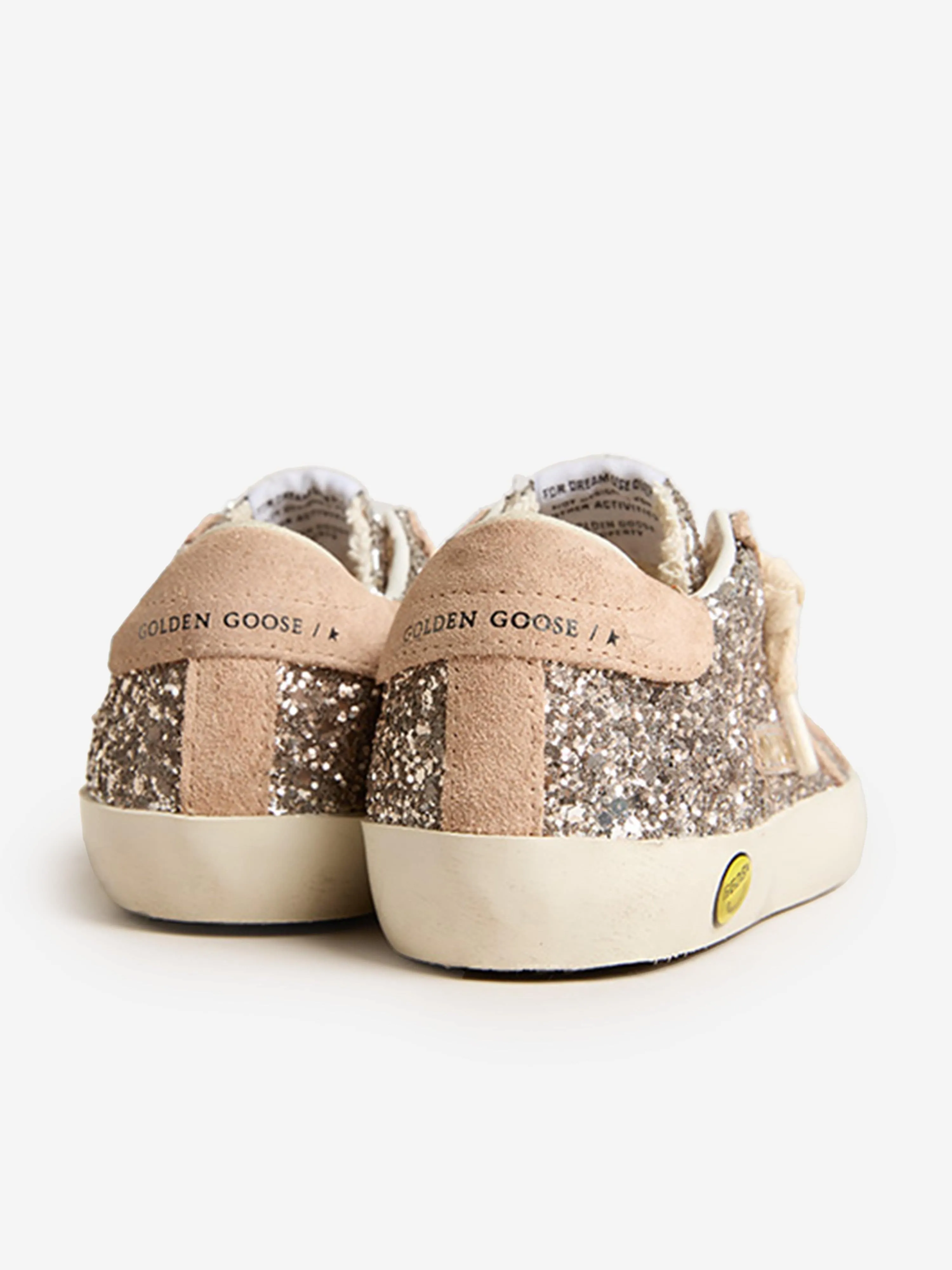 Golden Goose Girls Super Star Glitter Trainers in Silver