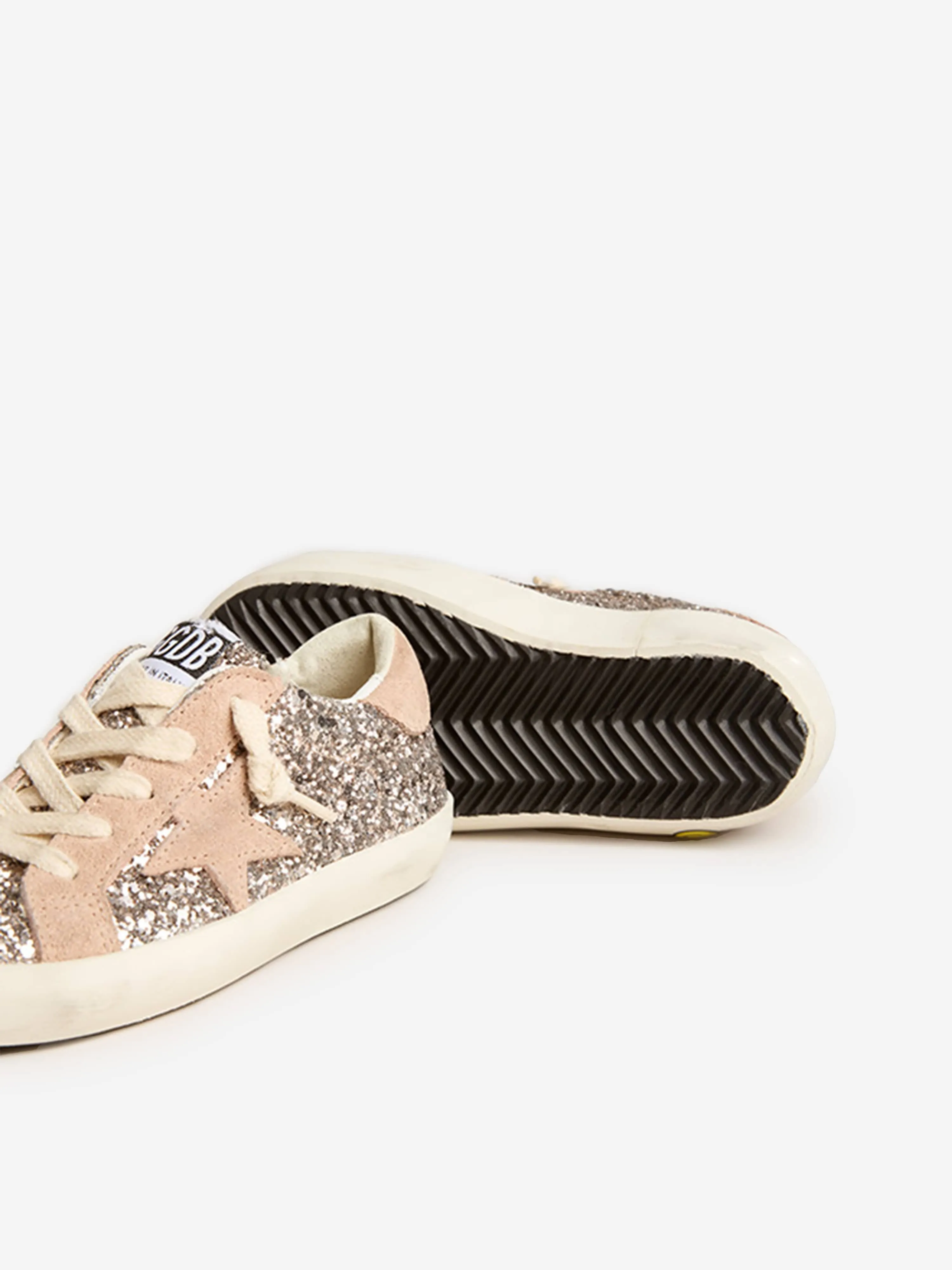 Golden Goose Girls Super Star Glitter Trainers in Silver