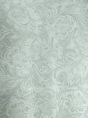 Gray Vintage Western Floral Pu Leather Fabric / Sold By The Yard/DuroLast ®