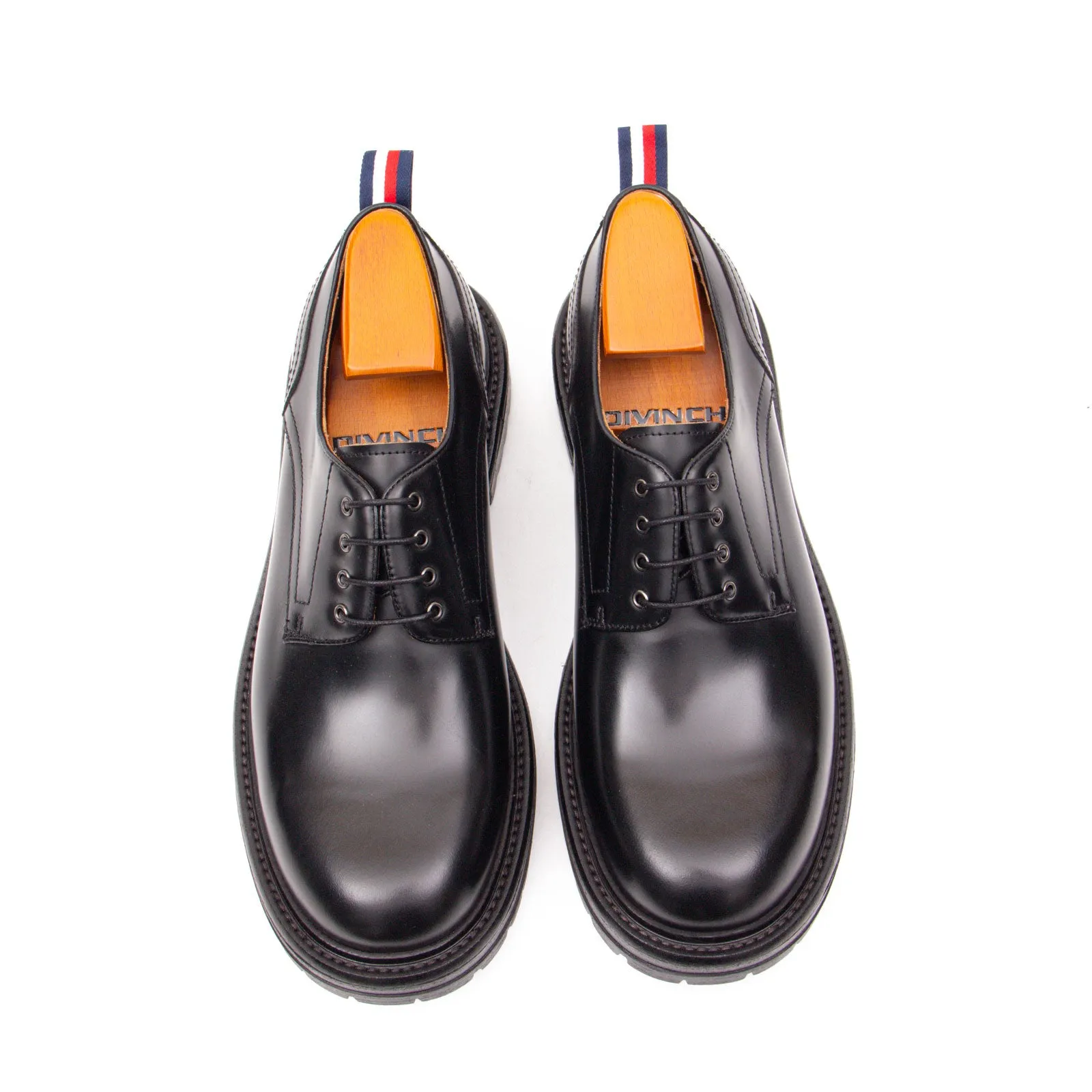 Handcrafted Big Toe Derby Shoes with Thick Sole  Black