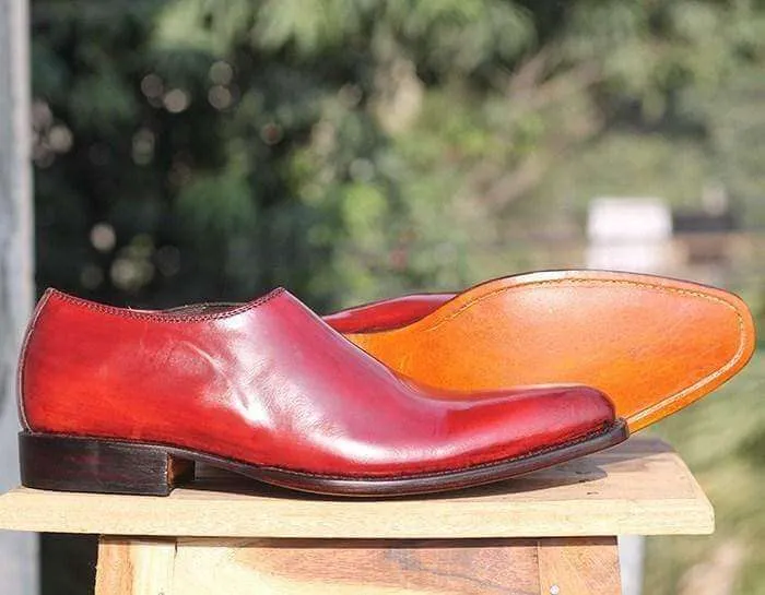 Handmade Burgundy Whole Cut Leather Shoe