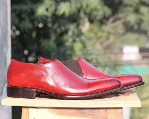 Handmade Burgundy Whole Cut Leather Shoe