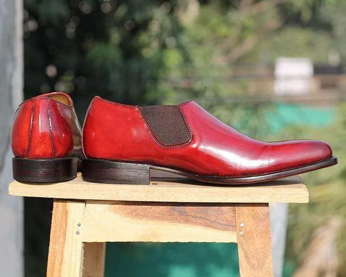 Handmade Burgundy Whole Cut Leather Shoe