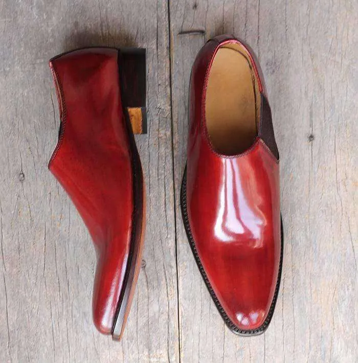 Handmade Burgundy Whole Cut Leather Shoe