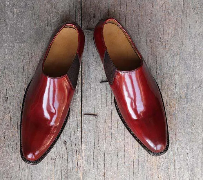 Handmade Burgundy Whole Cut Leather Shoe