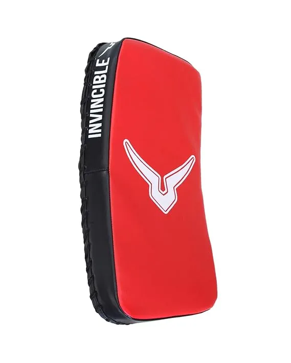 Invincible Rebound Synthetic Leather Curved Boxing Punching Kicking Pad, Arm Shield for Training of Karate, Martial Art, UFC, MMA (RED/BLACK)