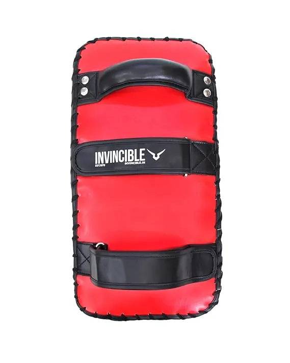 Invincible Rebound Synthetic Leather Curved Boxing Punching Kicking Pad, Arm Shield for Training of Karate, Martial Art, UFC, MMA (RED/BLACK)