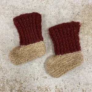 Knit wool sock : tan/red brown -children-