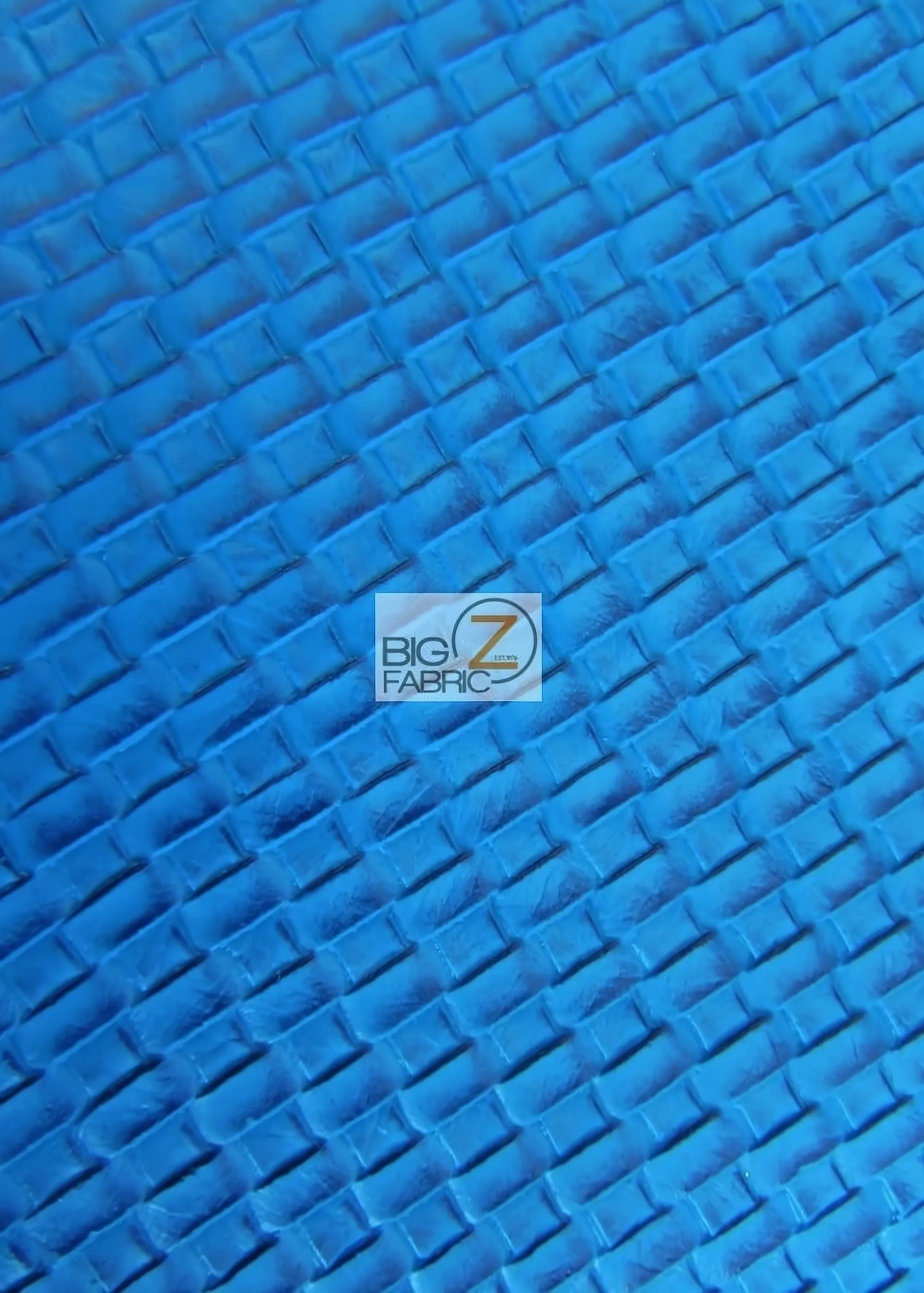 Lattice Basket Weave Upholstery Vinyl Fabric / Blue / Sold By The Yard