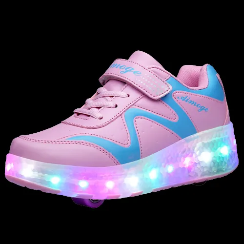 Led Roller Shoes Pink Wiggle  | Kids Led Light Shoes  | Kids Led Light Roller Shoes  | Led Light Shoes For Girls & Boys