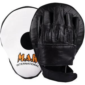 MAR-197 | Black White Genuine Leather Focus Mitts